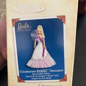 Hallmark Barbie Ornament in Pink and White Gown
